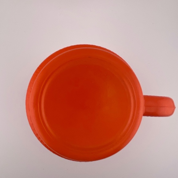 Vintage, Tall, Textured Milk Glass, Coffee Mug, Mottled Orange by Hazel Atlas - Picture 6 of 8